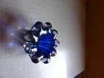 Glas - Kaarsenstandaard blauw & blank glas, Verzenden, Zo goed als nieuw