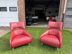 Leolux Solymi fauteuils rood leren design relax stoelen, Huis en Inrichting, Stoelen, Ophalen, Leolux, Geen, Geen