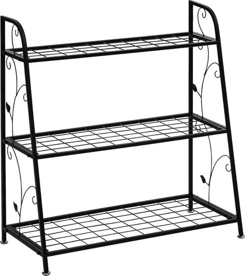 Plantenrek - voor buiten - Staal - Zwart - 81 x 35 x 82 cm, Tuin en Terras, Tuinmeubel-accessoires, Nieuw, Ophalen of Verzenden