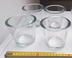 Glazen waxinelicht houders 4 stuks dik glas, Minder dan 25 cm, Overige materialen, Ophalen of Verzenden, Kandelaar