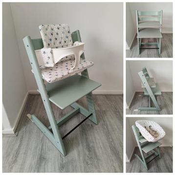 ZGAN! Stokke Tripp Trapp soft mint+babyset,newbornset,hoes beschikbaar voor biedingen