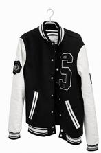 Bershka Varsity Jacket – Zwart/Wit – Maat M, Ophalen of Verzenden, Zo goed als nieuw, Maat 48/50 (M), Zwart