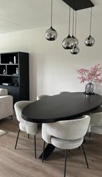 Zwarte ovale mango houten eettafel - 9 maanden oud 240x100cm, Ophalen, 50 tot 100 cm, Zo goed als nieuw, Vijf personen of meer