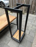 Haardhout opslagrek - 92cm - op wielen - zwart staal, Verzenden, Houtkachel, Zo goed als nieuw, Vrijstaand