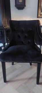 4 Eetkamerstoelen velours zwart, Ophalen, Gebruikt, Zwart, Vier