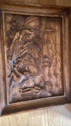 Strandjutters visser schilderij  houtwerk snijwerk relief 3D, Ophalen of Verzenden