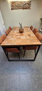 Eettafel 6 persoons - Hout & Metaal, Huis en Inrichting, Tafels | Eettafels, Ophalen, 200 cm of meer, 50 tot 100 cm, Zo goed als nieuw