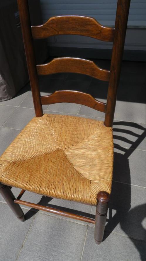 Set van 6 eiken eetkamerstoelen met biezen zitting – landeli, Huis en Inrichting, Stoelen, Zo goed als nieuw, Vijf, Zes of meer stoelen