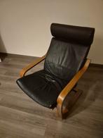 GRATIS Leren Relaxfauteuil met Houten Frame ikea, Huis en Inrichting, Fauteuils, Ophalen, Gebruikt, 75 tot 100 cm, Modern