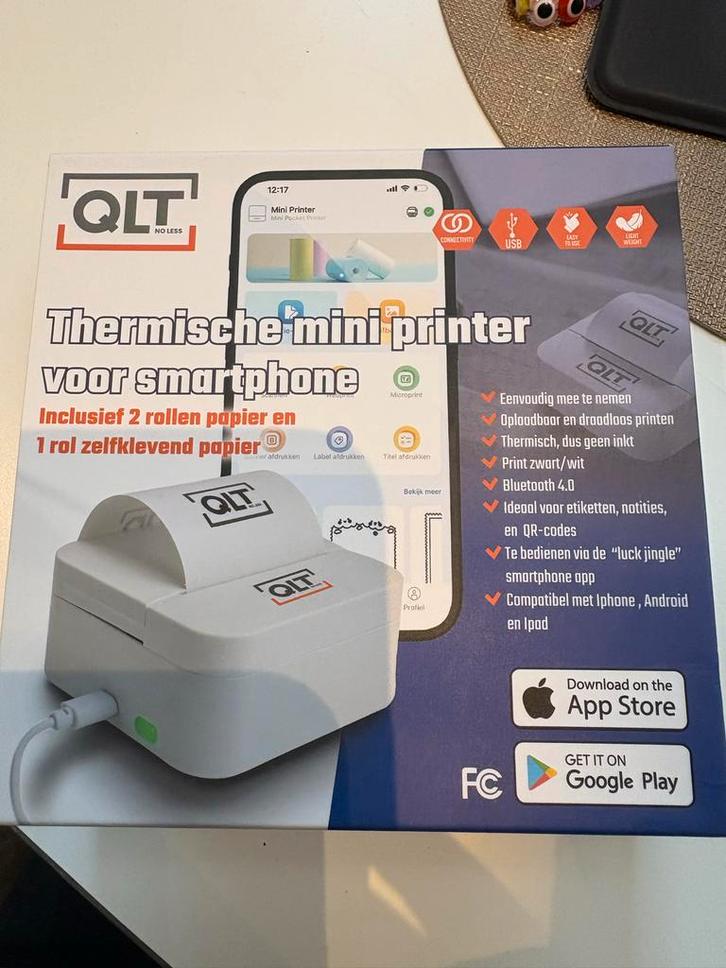 QLT Thermische Miniprinter - Smartphone Printer, Computers en Software, Printers, Nieuw, Printer, Thermo-printer, Zwart-en-wit printen