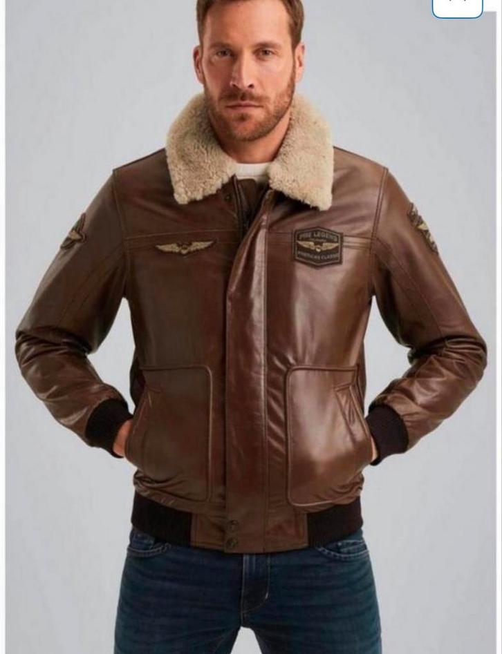 Lederen Pilotenjack PME (als nieuw), Kleding | Heren, Jassen | Winter, Zo goed als nieuw, Maat 48/50 (M), Bruin, Ophalen of Verzenden