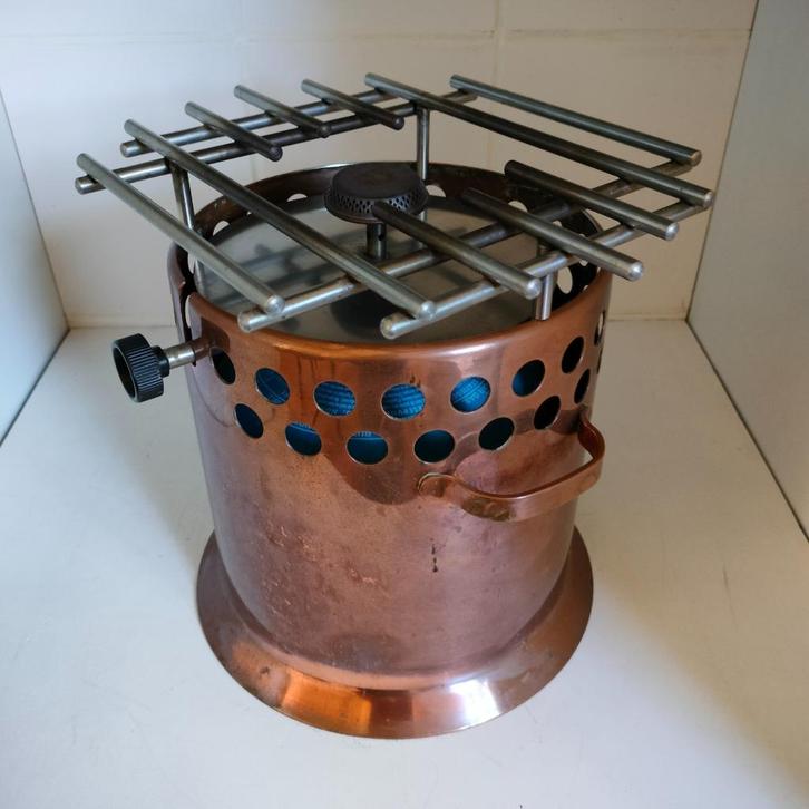 Originele vintage koperen brander op gas. Kookgerief., Caravans en Kamperen, Kampeeraccessoires, Gebruikt, Ophalen
