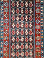 Handmade Persian wol Shirvan loper Kaukas red blue 92x185cm, Gebruikt, ., ., Perzisch nomad Kaukas