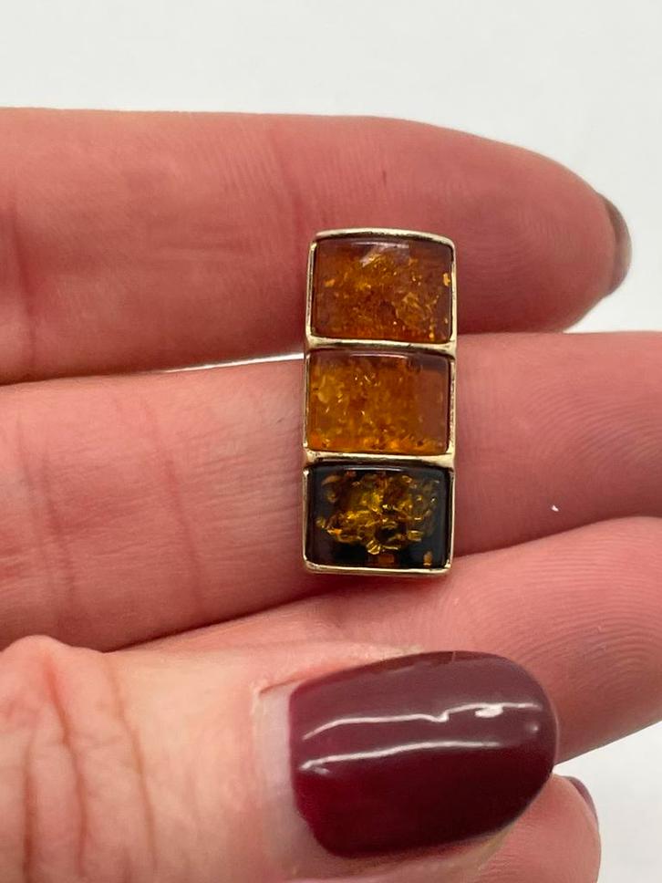 C242 Prachtige zilveren hanger goudkleurig barnsteen, Sieraden, Tassen en Uiterlijk, Kettinghangers, Zilver, Goud, Overige voorstellingen