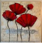 Canvas doek met klaprozen., Antiek en Kunst, Kunst | Schilderijen | Abstract, Ophalen