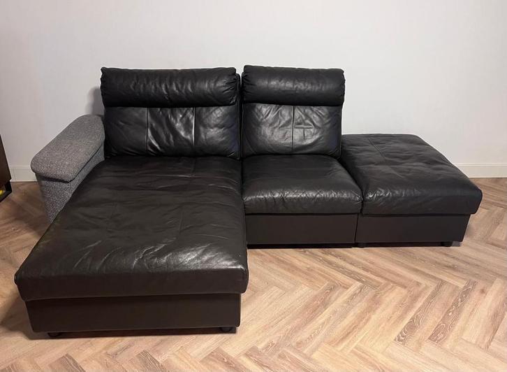 Leren Hoekbank - 3 persoons, Huis en Inrichting, Banken | Bankstellen, Gebruikt, Hoekbank, Driepersoons, 200 tot 250 cm, 100 tot 125 cm