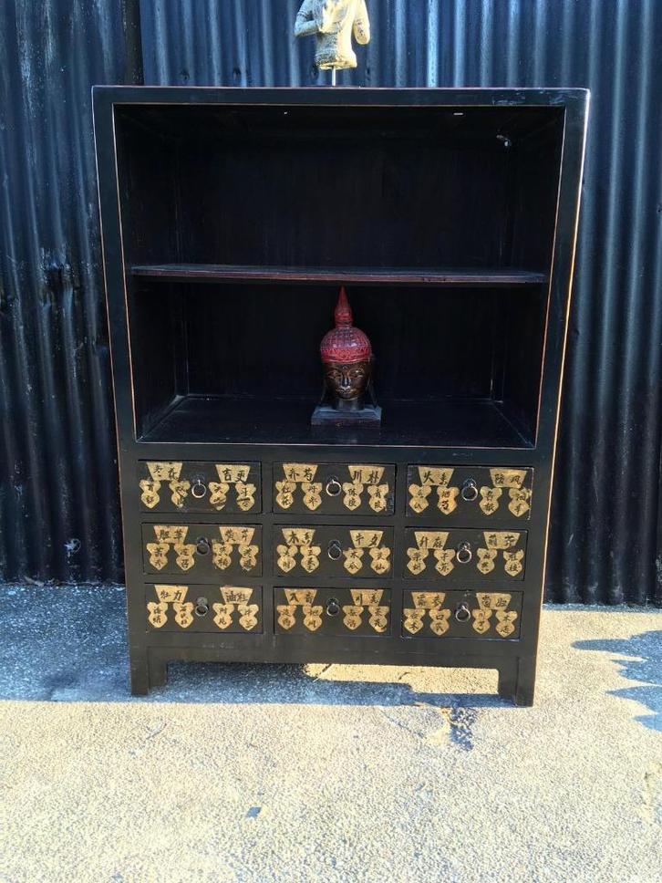 Chinese apothekerskast ladekast chinees kast handbeschilderd, Huis en Inrichting, Kasten | Ladekasten, Gebruikt, 100 tot 150 cm