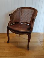 Antieke fauteuil met leren zitting en webbing rugleuning, Antiek en Kunst, Ophalen