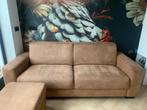 Cognac bank met hocker, Ophalen, Kunststof, Driepersoons, 75 tot 100 cm