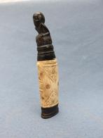 Tribaal doosje van been en hout - 20e eeuw, Antiek en Kunst, Curiosa en Brocante, Ophalen of Verzenden