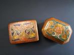 Doosjes gegraveerd koper met emaille, Antiek en Kunst, Ophalen of Verzenden