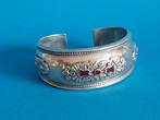 Antiek zilver 925 gehalte klemarmband met ronbijn steentjes, Sieraden, Tassen en Uiterlijk, Antieke sieraden, Ophalen of Verzenden