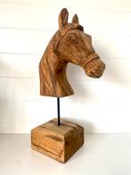 Houten Paardenhoofd Sculptuur op sokkel, Ophalen of Verzenden