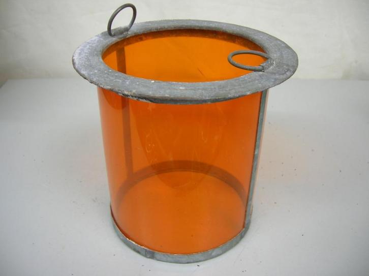 Inzetglas / cilinder, toplicht scheepslantaarn, oranje+ rood, Antiek en Kunst, Antiek | Lampen, Ophalen of Verzenden