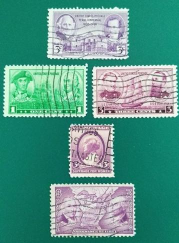 USA : 1936/37 5 herdenkingszegels gestempeld beschikbaar voor biedingen