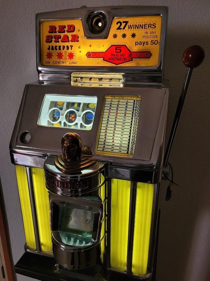 Jennings Red Star gokkast eenarmige bandiet sixties fifties, Verzamelen, Automaten | Gokkasten en Fruitautomaten, Gebruikt, Euro