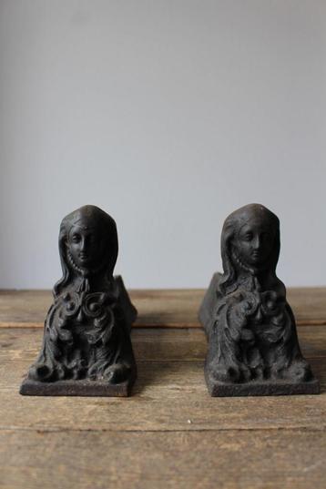 Set van 2 oude brocante haardbokken *Pronck & Praal* beschikbaar voor biedingen