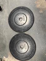 2 x 5 kg bumperplates olympische halter schijven 50 mm, Halterschijven, Gebruikt, Ophalen of Verzenden, 50 mm