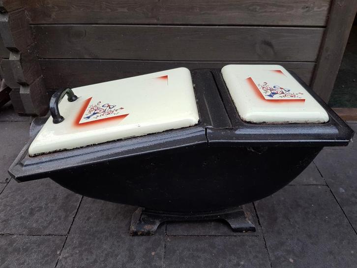 Te koop antieke Kolenkit / kolenbak met emaille Deksels, Antiek en Kunst, Antiek | Emaille, Ophalen