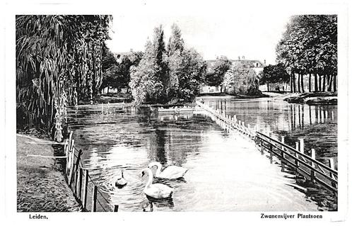 938647	Leiden	1920 Plantsoen	Zwanenvijver	Gelopen met postze, Verzamelen, Ansichtkaarten | Nederland, Gelopen, Zuid-Holland, 1920 tot 1940
