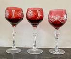 Drie kristallen wijnglazen, Antiek en Kunst, Antiek | Glas en Kristal, Ophalen of Verzenden