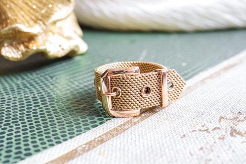 Vintage Gouden Riem Ring | 18 Karaat, Sieraden, Tassen en Uiterlijk, Ringen, Zo goed als nieuw, Dame, Goud, Goud, Ophalen of Verzenden