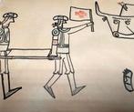 Rode Kruis Stier ca. 1945–1965 Moderne satirische tekening, Ophalen of Verzenden
