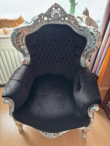 Barok stoel zwart / zilver beschikbaar voor biedingen