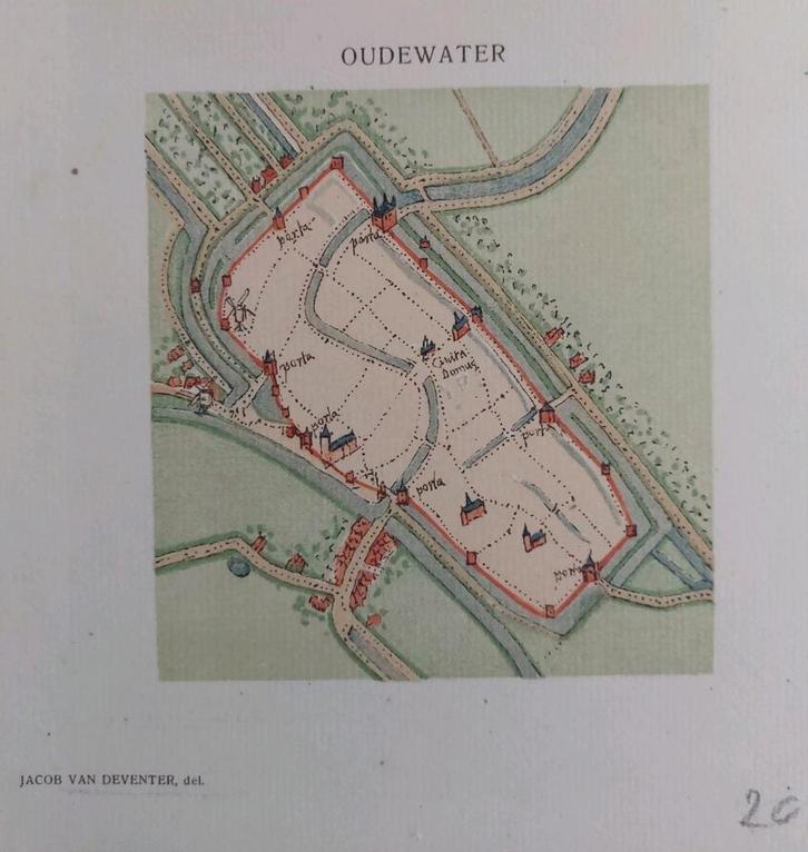 33 / Oudewater , Jacob van Deventer del., Antiek en Kunst, Kunst | Etsen en Gravures, Ophalen of Verzenden