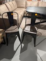 SETJE VAN 2 METALEN STOELEN ZWART MET HOUTEN ZITTING, Ophalen, MODERN, Twee, Zwart
