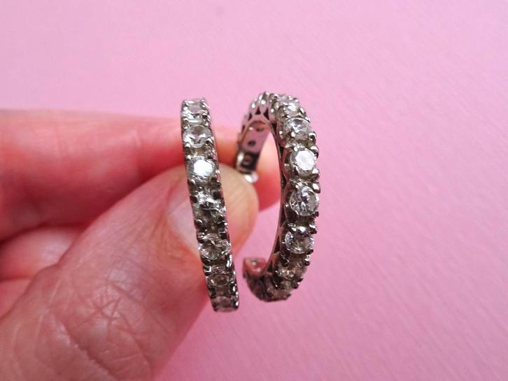 jwg Vintage 70s kristal strass oorbellen oorringen zilver kl, Sieraden, Tassen en Uiterlijk, Antieke sieraden, Oorbellen, Overige materialen