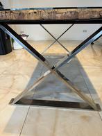 Eetkamertafel Eric Kuster Stijl met Glasplaat, Huis en Inrichting, Tafels | Eettafels, Ophalen, 50 tot 100 cm, Vijf personen of meer