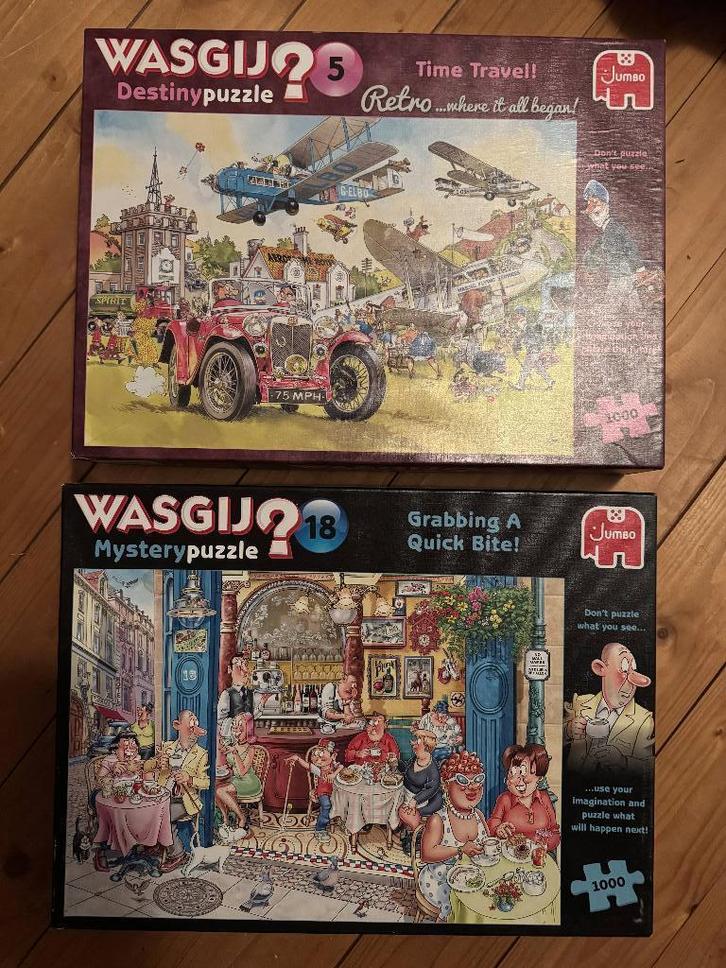 Wasgij puzzels nr. 5 en 18, Hobby en Vrije tijd, Denksport en Puzzels, Zo goed als nieuw, Legpuzzel, 500 t/m 1500 stukjes, Ophalen of Verzenden