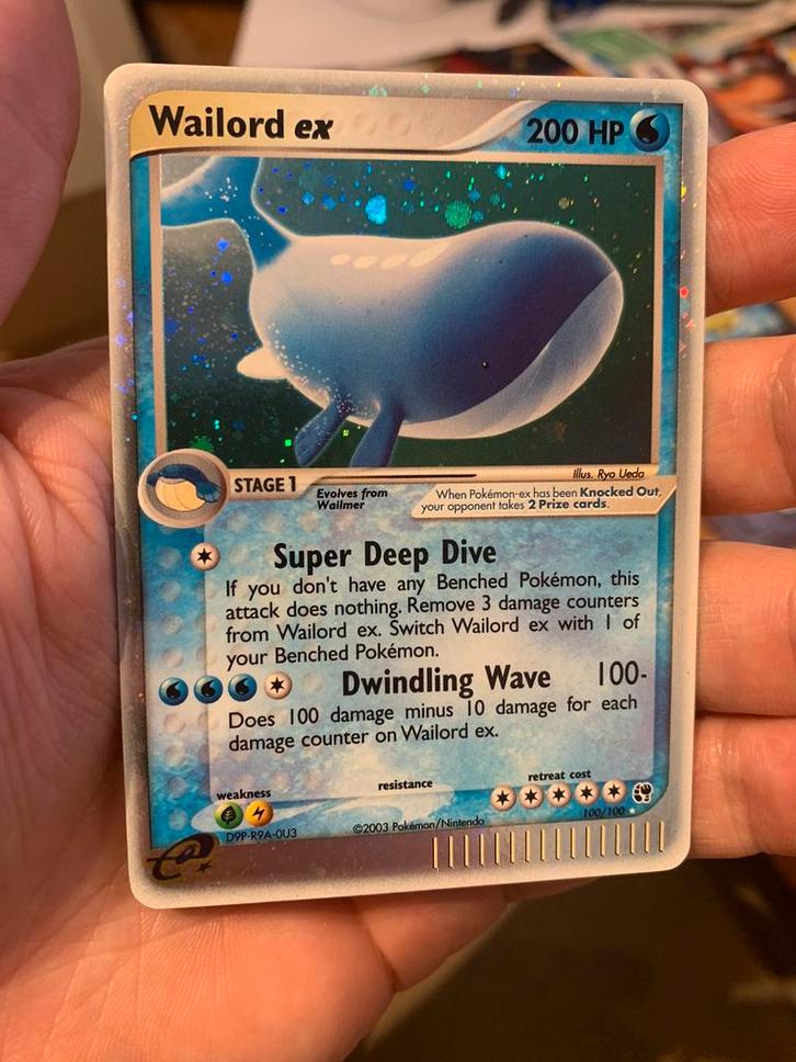 Wailord ex 100/100, Hobby en Vrije tijd, Verzamelkaartspellen | Pokémon, Zo goed als nieuw, Losse kaart, Foil, Verzenden