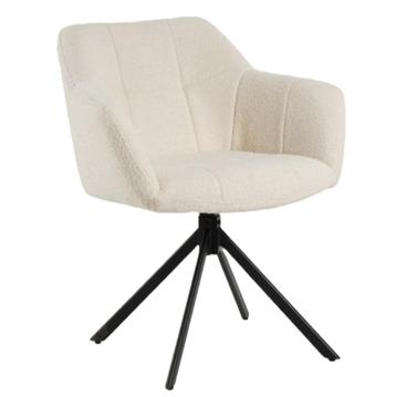 Luxe eetkamerstoelen witte teddy boucle stof beschikbaar voor biedingen