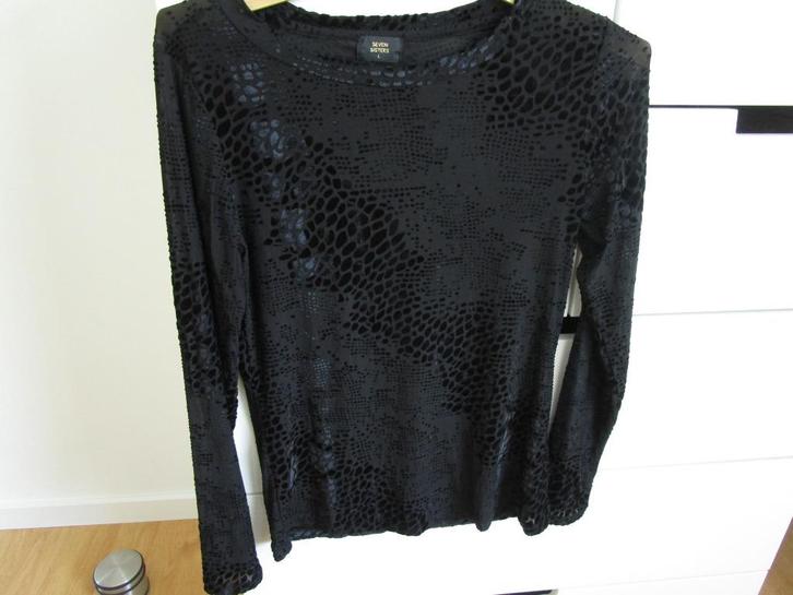 Seven Sisters maat L - zwart shirt mesh print, Kleding | Dames, Truien en Vesten, Zo goed als nieuw, Maat 42/44 (L), Zwart, Ophalen of Verzenden