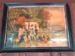 Vintage prent, jachttafereel, in lijst, Ophalen of Verzenden