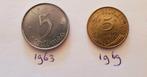 5 centimes Frankrijk, 1963 & 1969, Postzegels en Munten, Munten | Europa | Niet-Euromunten, Frankrijk, Ophalen of Verzenden, Losse munt