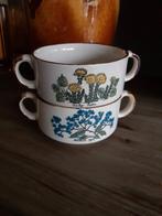Twee soepkommen botanisch jaren 70 vintage, Gebruikt, Ophalen of Verzenden, Kom(men), Overige stijlen