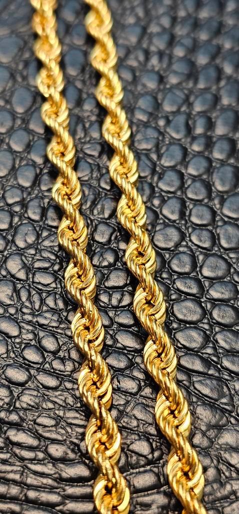18karaat rope chain 70cm 5mm breed, Sieraden, Tassen en Uiterlijk, Kettingen, Zo goed als nieuw, Goud, Goud, Ophalen of Verzenden